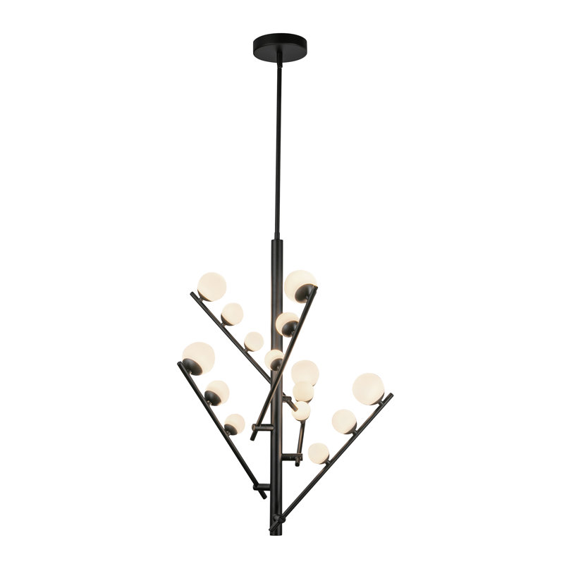 Cypress 5 Arm Opal Glass LED Chandelier, Black