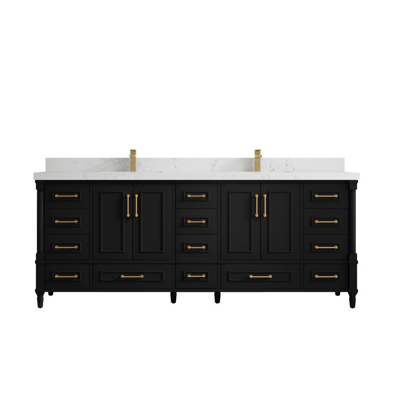 Aberdeen Black Double Sink Vanity with Empira Quartz Top