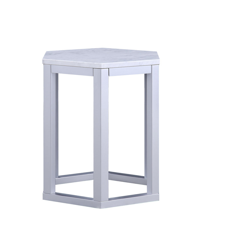 Table de bout Aguirre-Jarquin, Blanc, Gris clair
