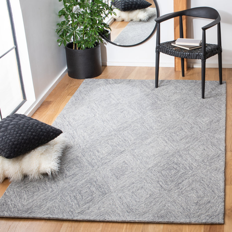 Tapis géométrique en laine et coton touffeté à la main Nekoosa Metro, Rectangle 4 pi x 6 pi