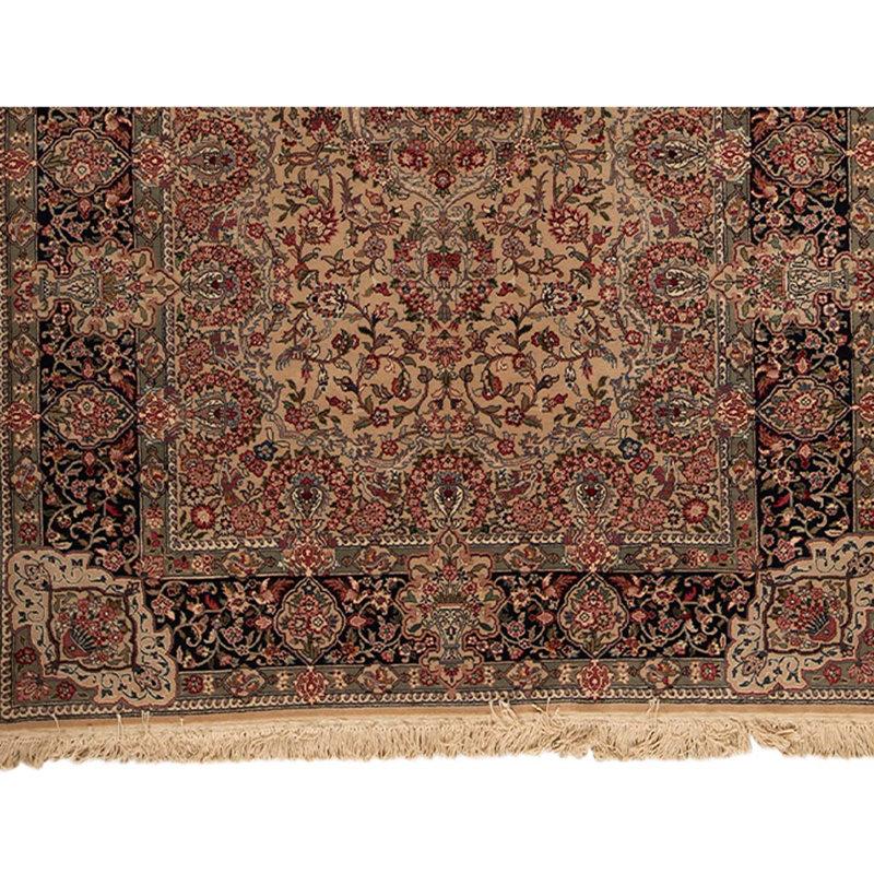 Tapis noir / brun / rouge noué à la main de haute qualité