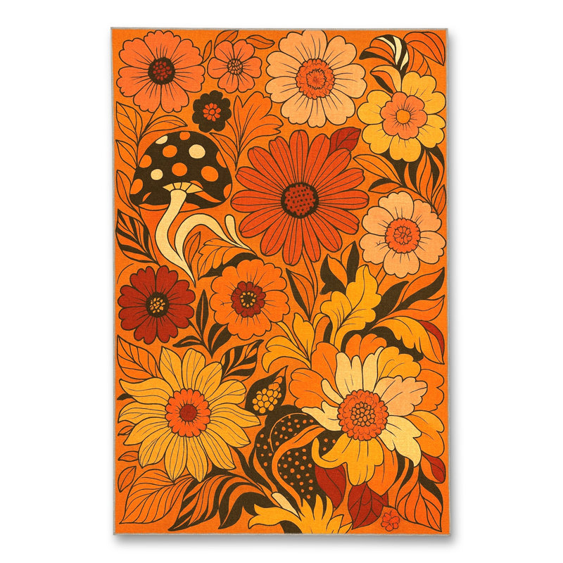 Tapis orange tissé lavable Mosso, 2' x 2'11"