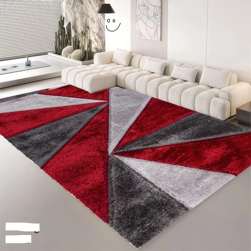 Geometric Shag Area Rug, Rectangle 200 x 290 cm