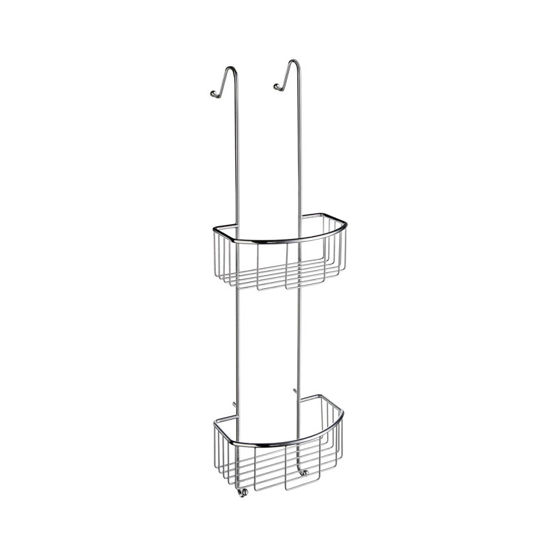 No drill over glass double shower basket  
