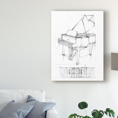 « piano sketch », reproduction de peinture à l’aquarelle sur toile tendue