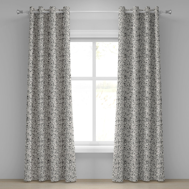 Rideau à œillets à 2 panneaux East Urban Home, 50 po, noir et crème, L 50 po x L 108 po