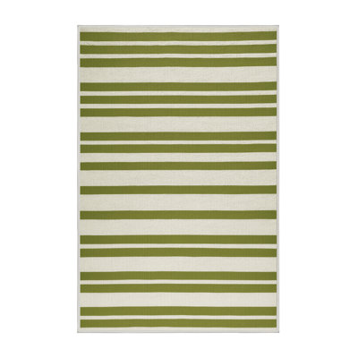 Machine Washable Horizontal Stripes Beige Area Rug