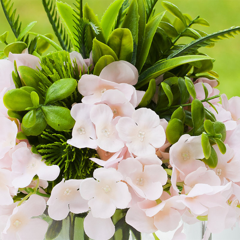 Faux Silk Hydrangea Arrangement in Vase