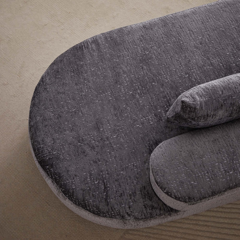 Canapé modulaire incurvé moderne en chenille avec 4 coussins décoratifs Boneless, Gris, Face à la gauche