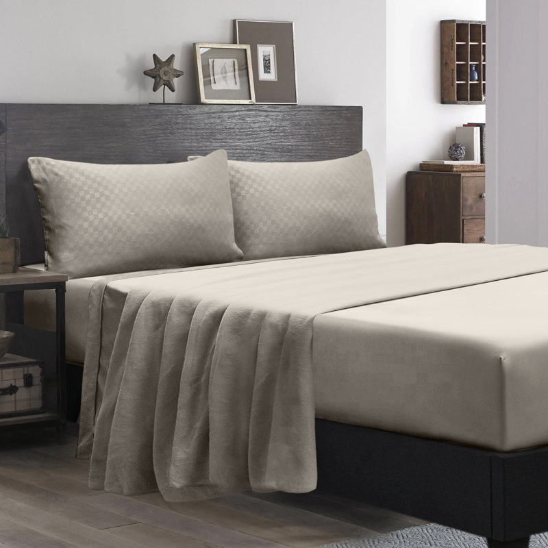 Polyester Solid Colour Sheet Set, Twin Sheet Set + Fitted Sheet + 1 Pillowcase, Taupe