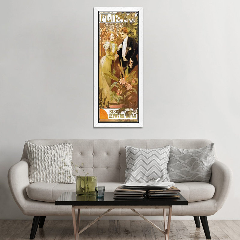 Flirt Biscuits by Lefevre-Utile 1899 by Alphonse Mucha - Panoramic Painting Print on Canvas, 121.92 cm H x 40.64 cm W