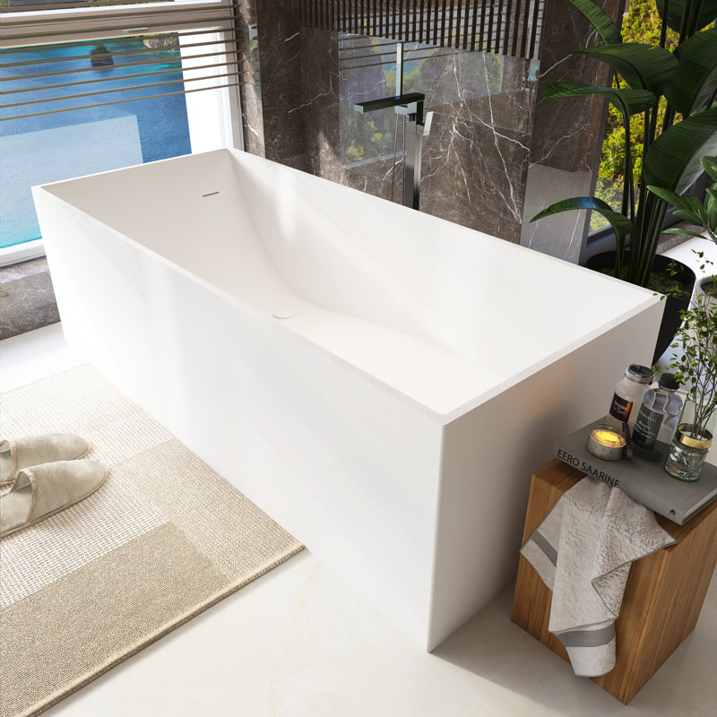 66.9'' x 28.3'' Soaking Solid Surface Bathtub