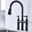 Matte Black Kitchen Faucet With Pull-Down Design - Dual Handle Control For Optimal Water Flow And Temperature 360-Degree Rotating High Nozzle Broadened Cleaning Scope Brass Fabrication Longevity-1242365717