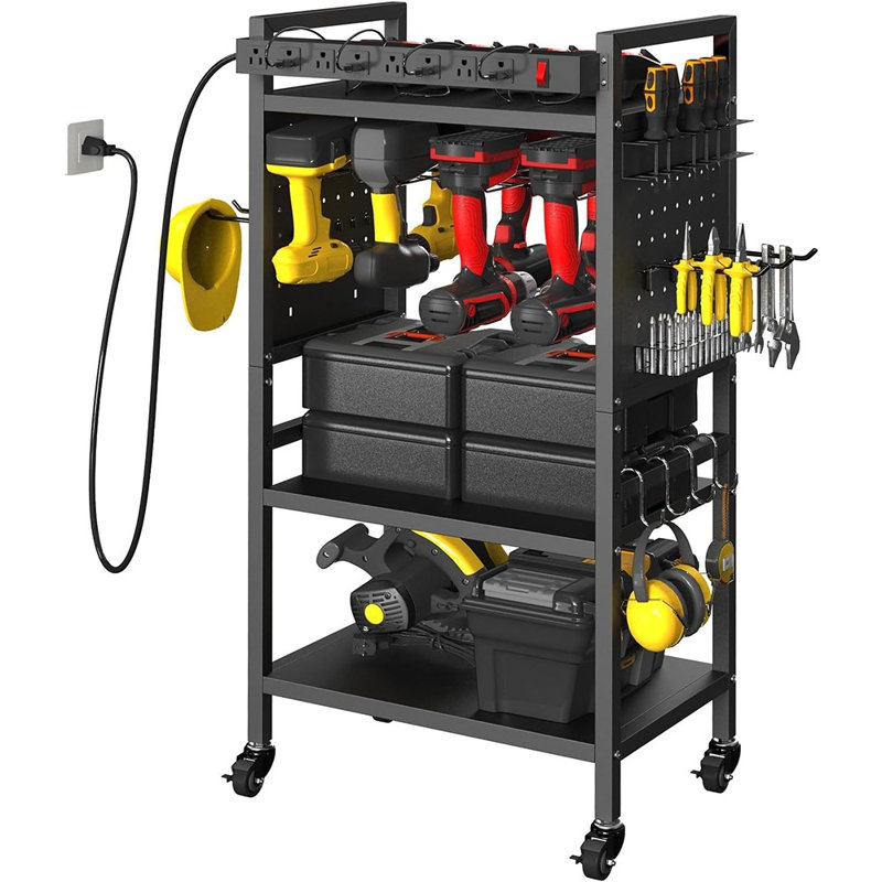Chariot à outils à 4 niveaux avec station de charge