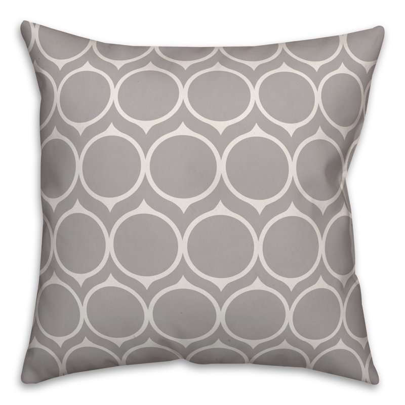  Coussin Mid Mid Circles, 20 po x 20 po, Gris, Polyester / bourre en polyester