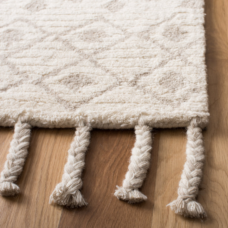 Tapis ivoire / beige en laine touffeté à la main Aitkin, Rectangle 4 pi x 6 pi
