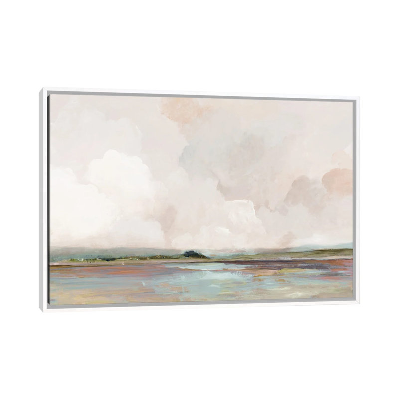 Pink Sunrise, White Floater Framed Canvas, 18" H x 26" W x 1.5" D, No Mat