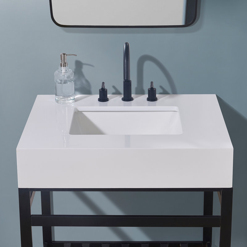 30" Snow White Ceramic Bathroom Vanity Top with Sink