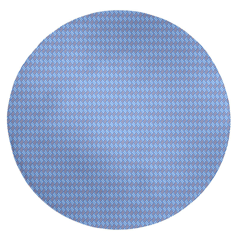 Tapis bleu à rayures losanges, Rond 5 pi