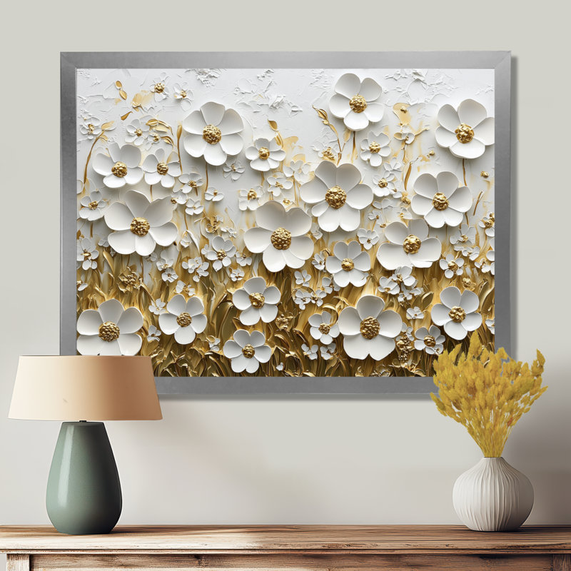 Moriani - Floral Wall Art, H 30 po x l 40 po, Reproduction encadrée d'une seule photo, Argent argent