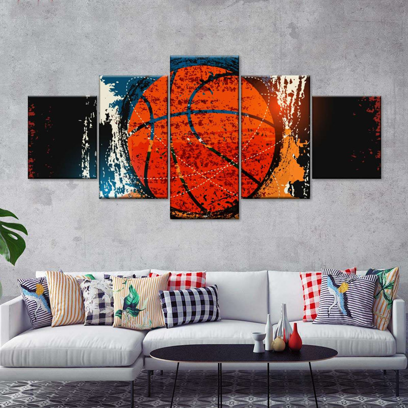 Impression sur toile de basketball grunge, H 24 po x l 55 po x P 1,25 po