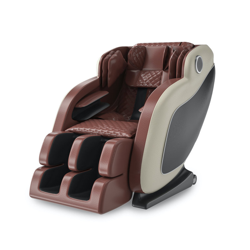 Fauteuil de massage inclinable électrique en similicuir, Brun