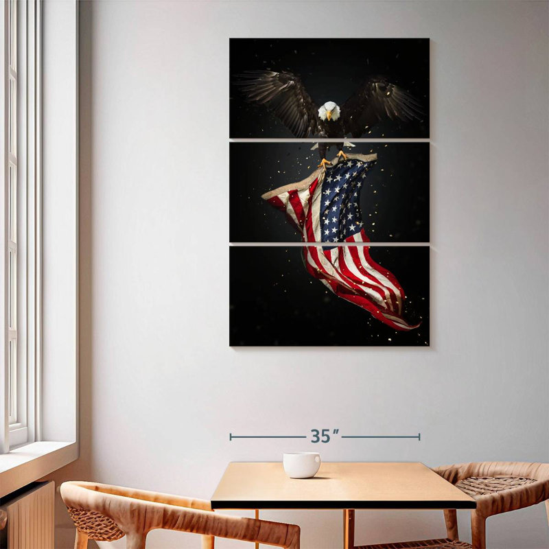 Borges Eagle Flying With American Flag, 65" H x 42" W