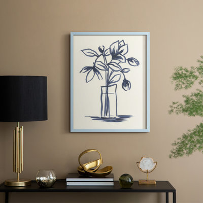 «Indigo Bud Vase II», reproduction encadrée - bois massif