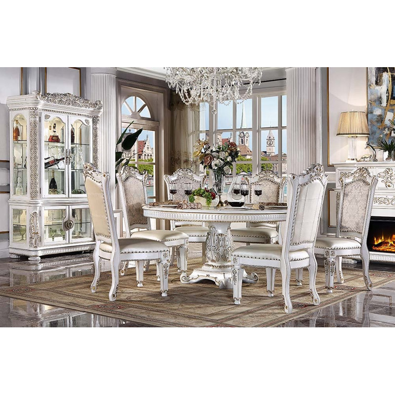 Vendome Round Dining Table W/Pedestal Base, White