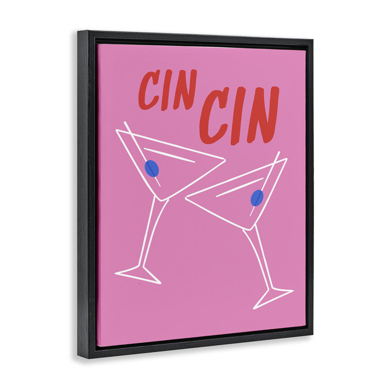  Art mural encadré Cin Cin Martinis par House of Lulu, Cadre flottant noir de jais, H 21 po x l 17 po