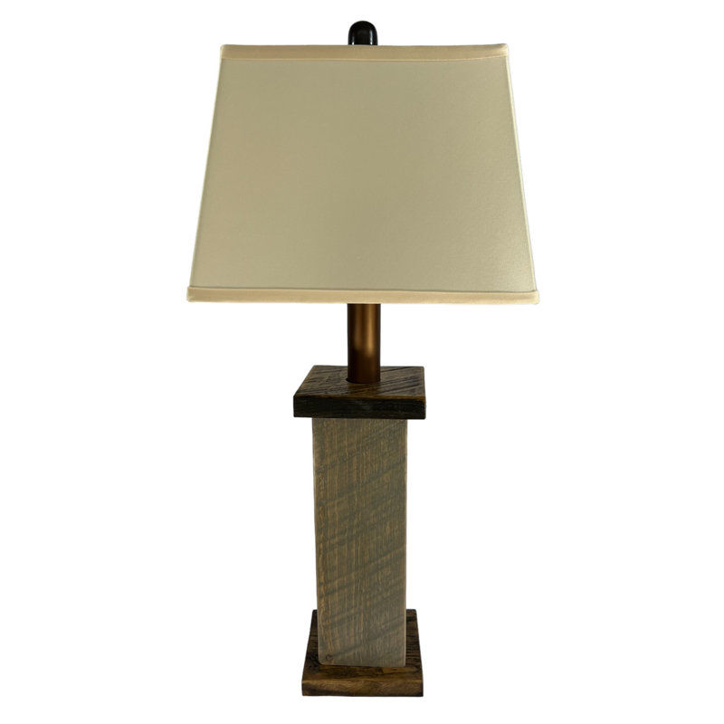 Broedy Rustic Timber Battery Powered Table Lamp, Gray