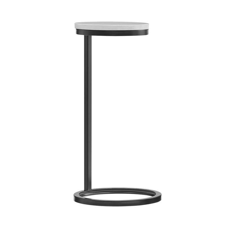 Table d'appoint Cerro, petite table d'appoint, table de bout ronde, table en C, table d'appoint en métal avec plateau
