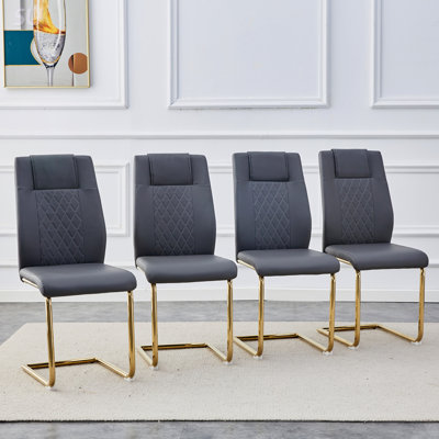 Modern Artificial Leather Upholstered Dining Chairs, Set of 4, Perfect for Kitchens, Living Rooms, and Offices