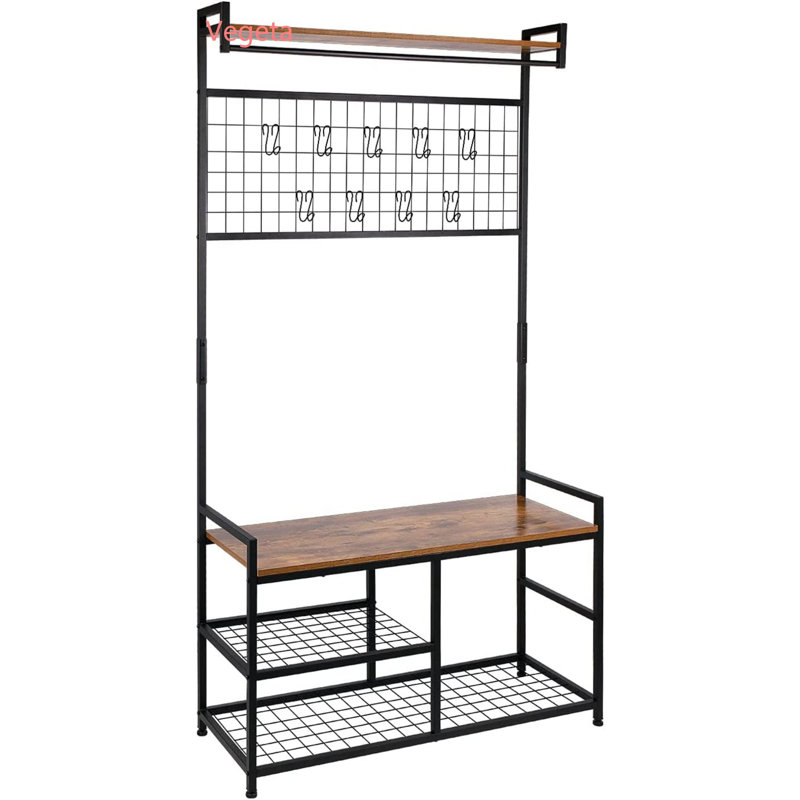 40.94'' Coat Rack, 4-in-1 Hall Tree with Shoe Bench for Entryway