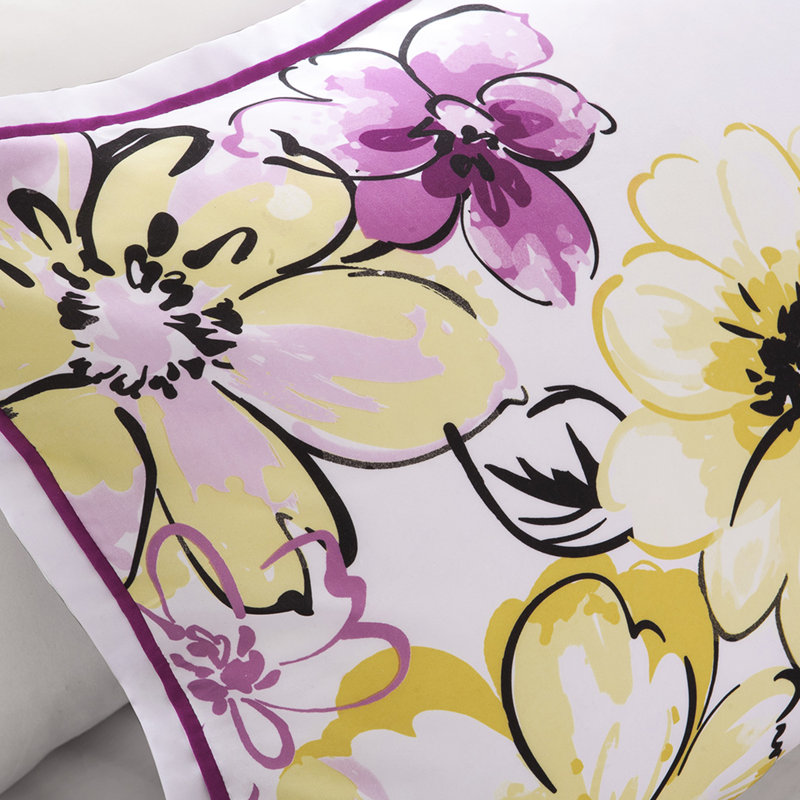 Édredon bleu pour lit simple / simple TG avec motif floral et imprimé