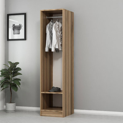 Armoire moderne en noyer Wesa, panneau de particules enduit 100% mélamine, 17,7 po x 82,7 po x 20,5 po | Solution de rangement durable et élégante | Idéal pour les chambres à coucher et les espaces de vie, conception élégante, sans housse incluse