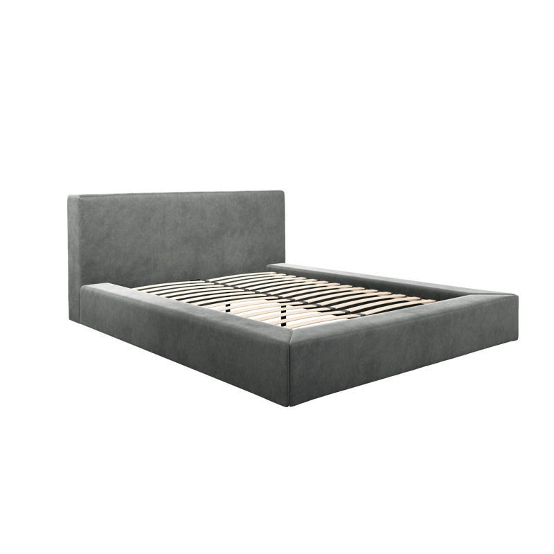 SOHO UPHOLSTERED WIDE BASE BED, Double (135 x 190 cm), Grey