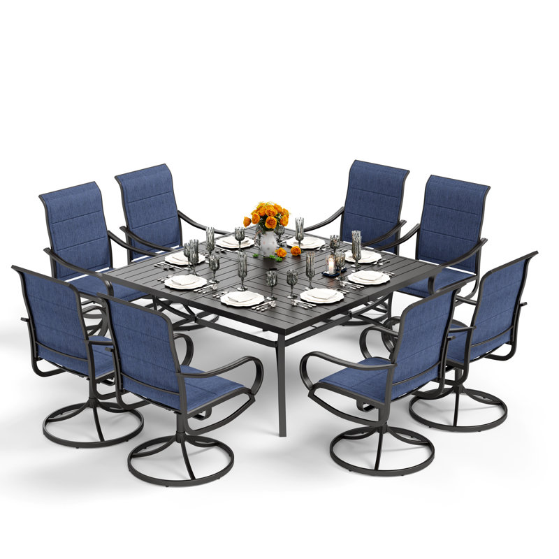 Ensemble repas d'extérieur carré pour 8 personnes L 60 po