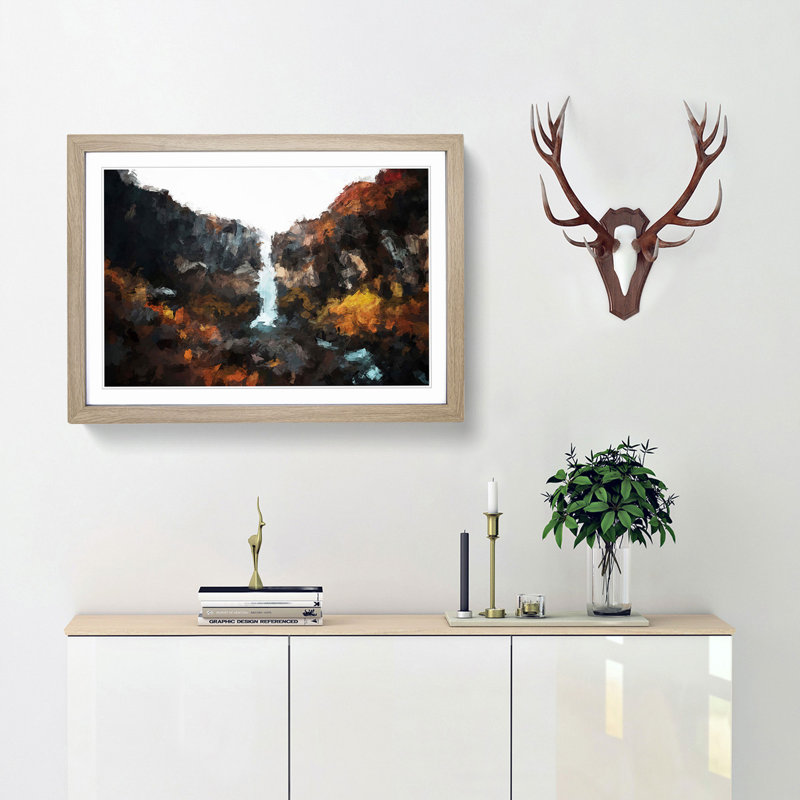 Svartifoss Waterfall in Iceland in Abstract - Framed Print, 62cm H x 87cm W x 2cm D, Oak Framed