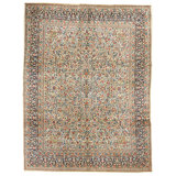 Hand Knotted Cotton Area Rug in Ivory And Navy