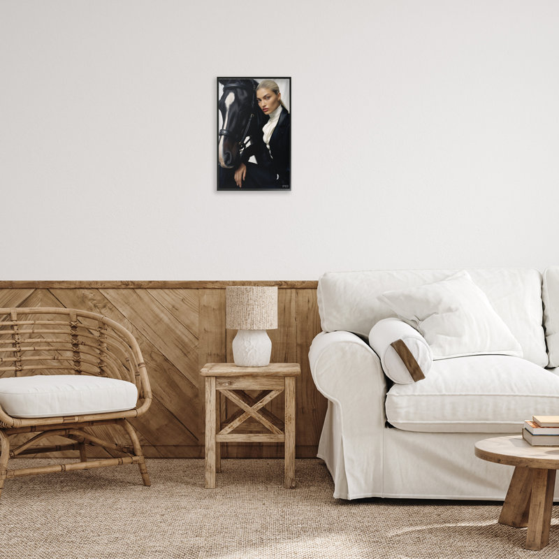 Art giclée de fille équestre à la mode par RB, Giclée encadrée noir minuit, H 18 po x l 12 po