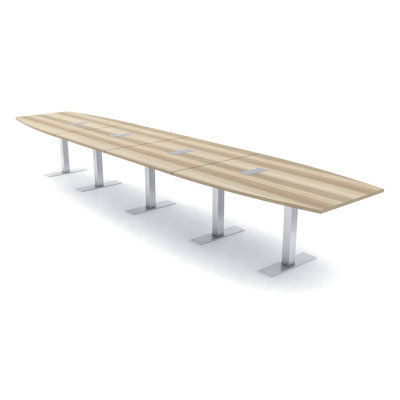 Boat Shaped Conference Table with Metal T Base | Electrical Unit
