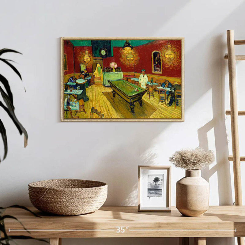 The Night Cafe, 19 po x 13 po, Cadre flottant en bois naturel