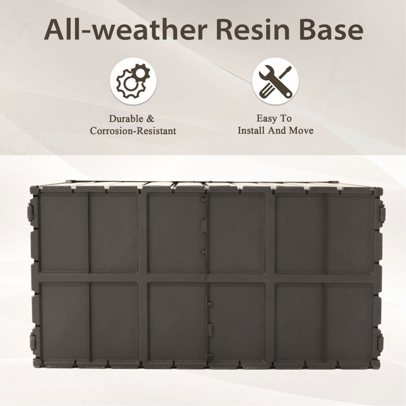 Coffre de terrasse étanche extra large de 200 gallons avec couvercle verrouillable, brun foncé, Marron foncé