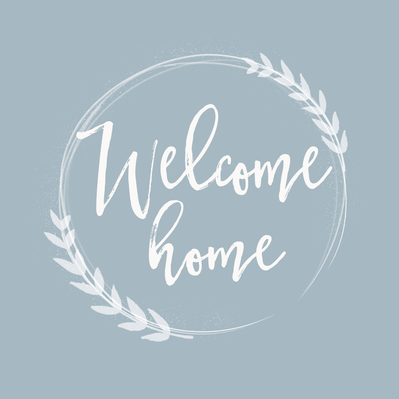 Welcome Home Blue - Wrapped Canvas Print, 30cm H x 30cm W x 3.8cm D