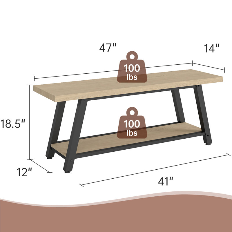 47" Rustic Wood Entryway Bench – Modern Farmhouse Design, Perfect as End of Bed Bench, Mudroom Storage Bench & Living Room Seating