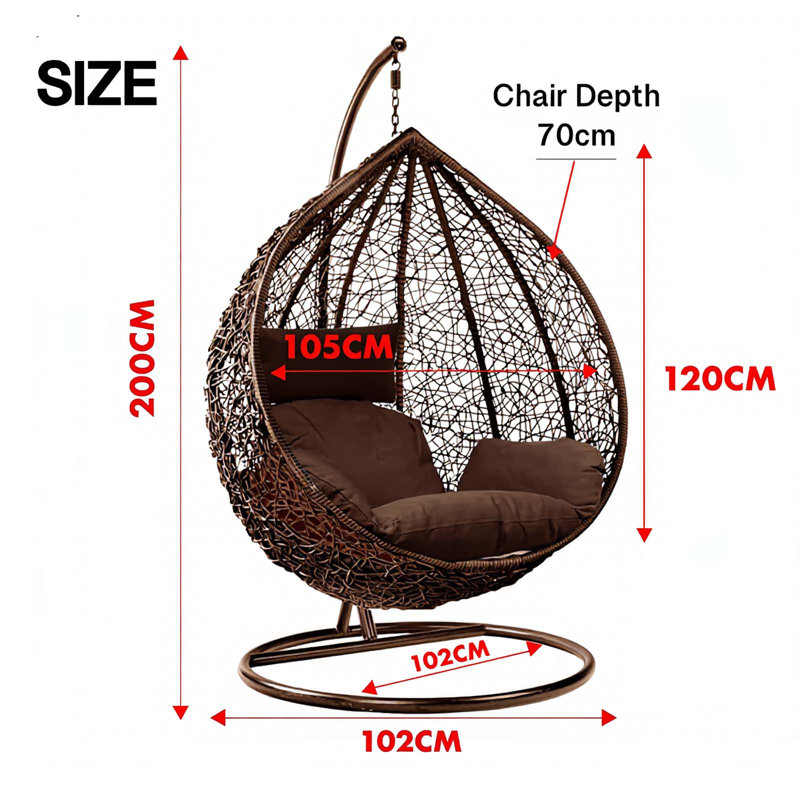 Naperon Garden Swing Chair with Stand, Brown
