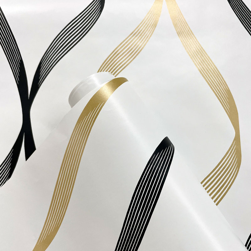 Ejona Peel & Stick Geometric Roll, Metallic Gold/Ebony