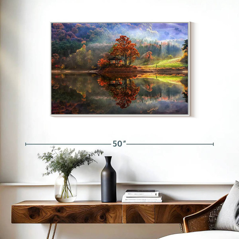 Lac enchanté, Cadre flottant blanc, 37 po x 25 po