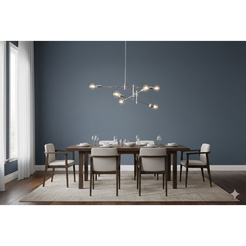 Fowey 6 Light Gold Sputnik Chandelier, Chrome